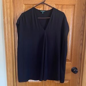 Lauren Ralph Lauren Black V-Neck Blouse